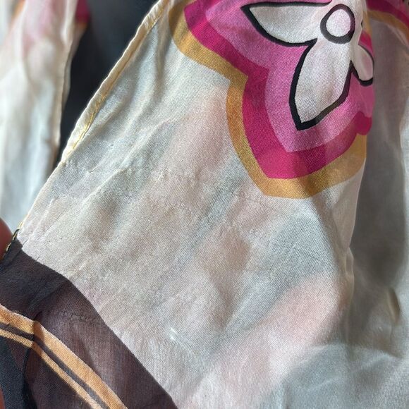 Louis Vuitton 100% silk scarf sheer cream colorful design vintage - Picture 2 of 10